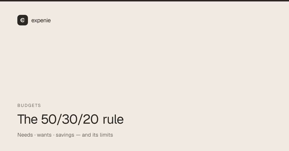 expenie guide cover: the 50/30/20 budget rule explained, and when to stop using it