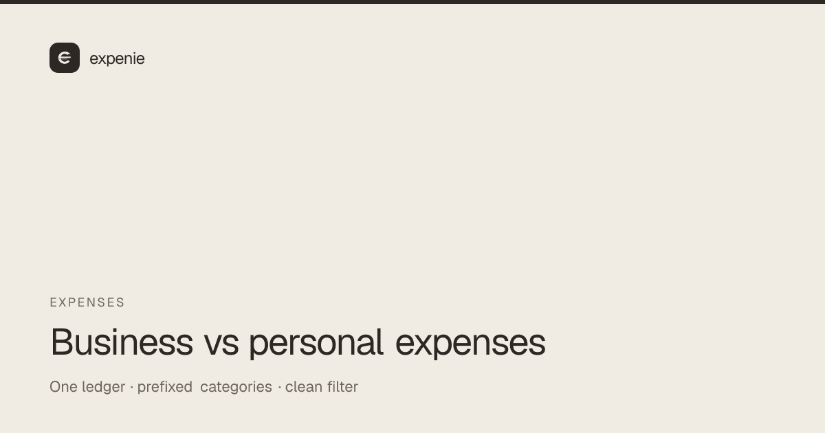 expenie guide cover: separating business and personal expenses in one ledger