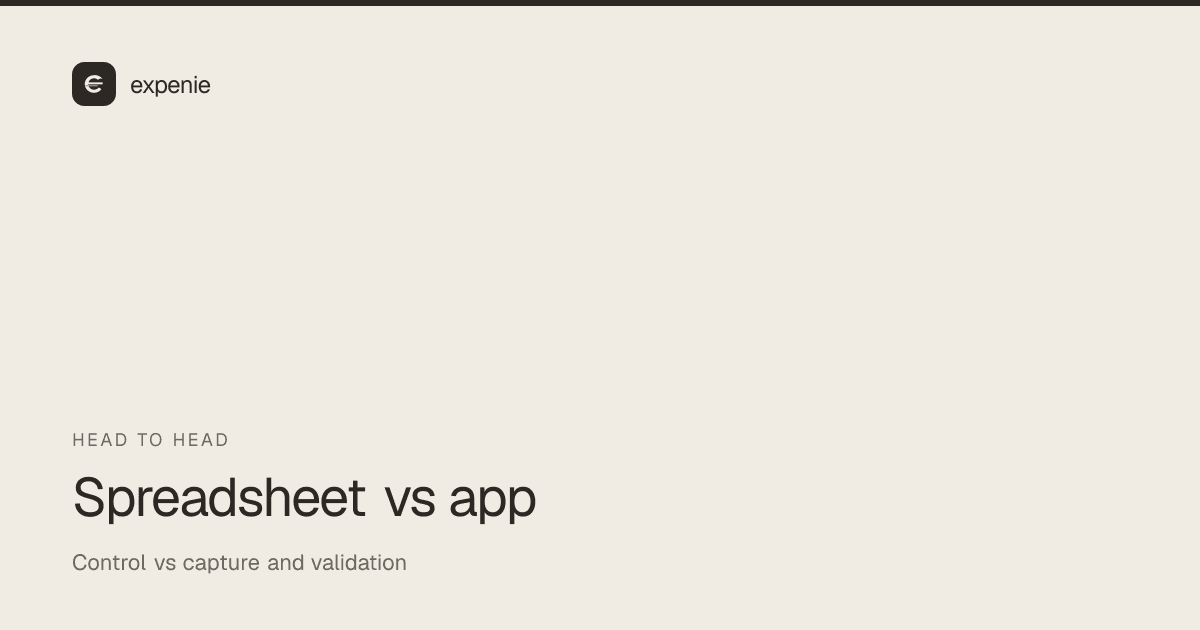 expenie comparison cover: spreadsheet vs budgeting app compared on control and capture