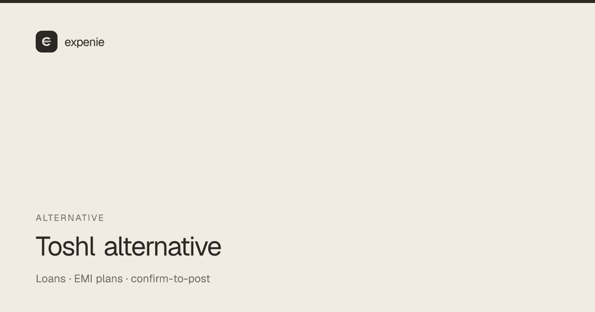 expenie comparison cover: Toshl alternative with loans and confirm-to-post recurring