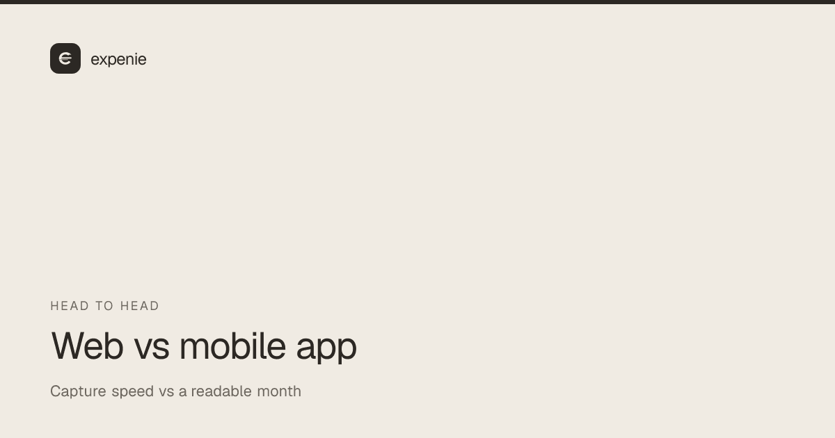 expenie comparison cover: web app versus native mobile app for expense tracking