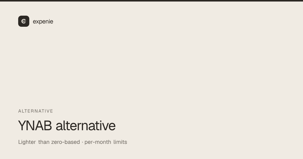 expenie comparison cover: YNAB alternative — lighter than zero-based budgeting
