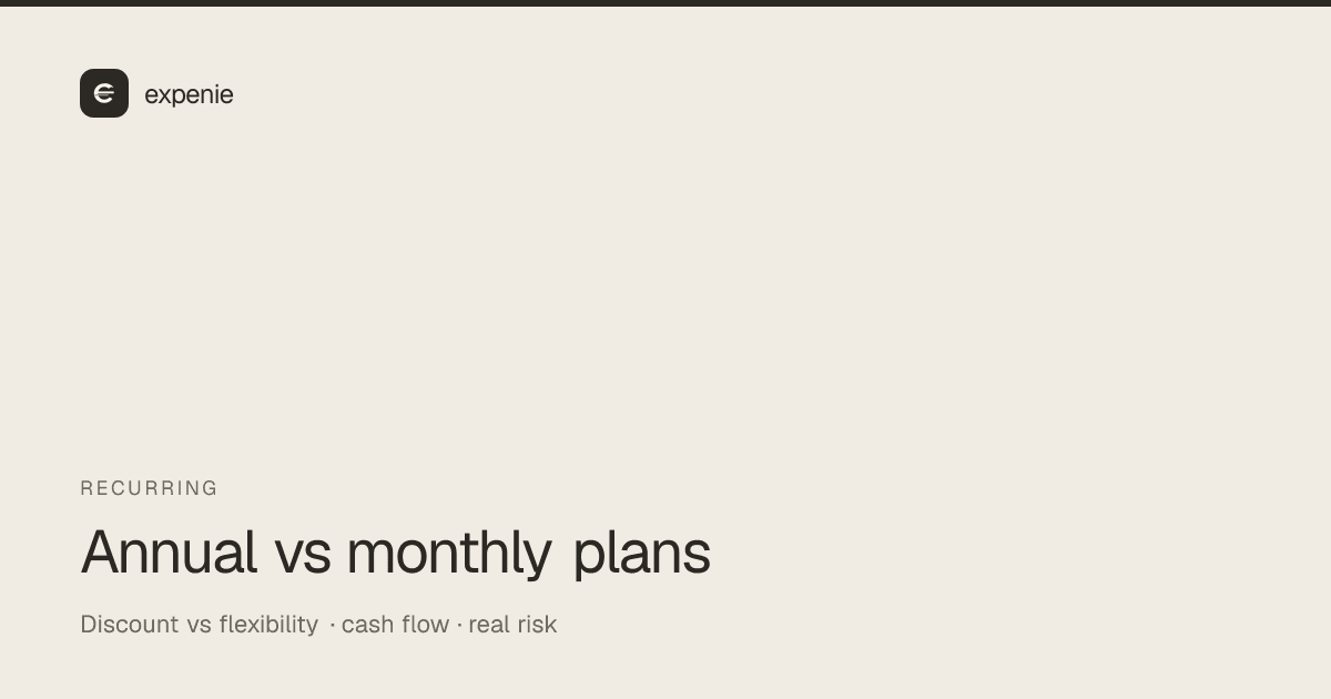 expenie guide cover: annual vs monthly subscriptions — discount versus flexibility