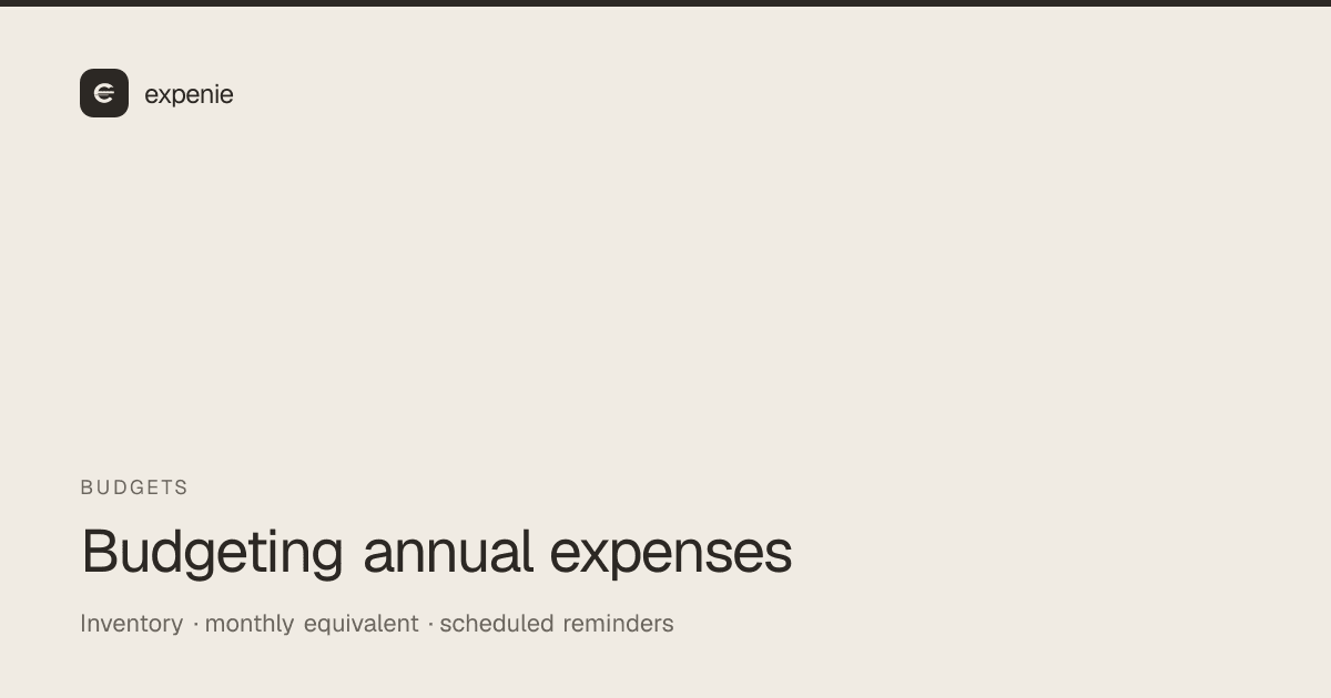 expenie guide cover: how to budget for annual expenses with monthly equivalents