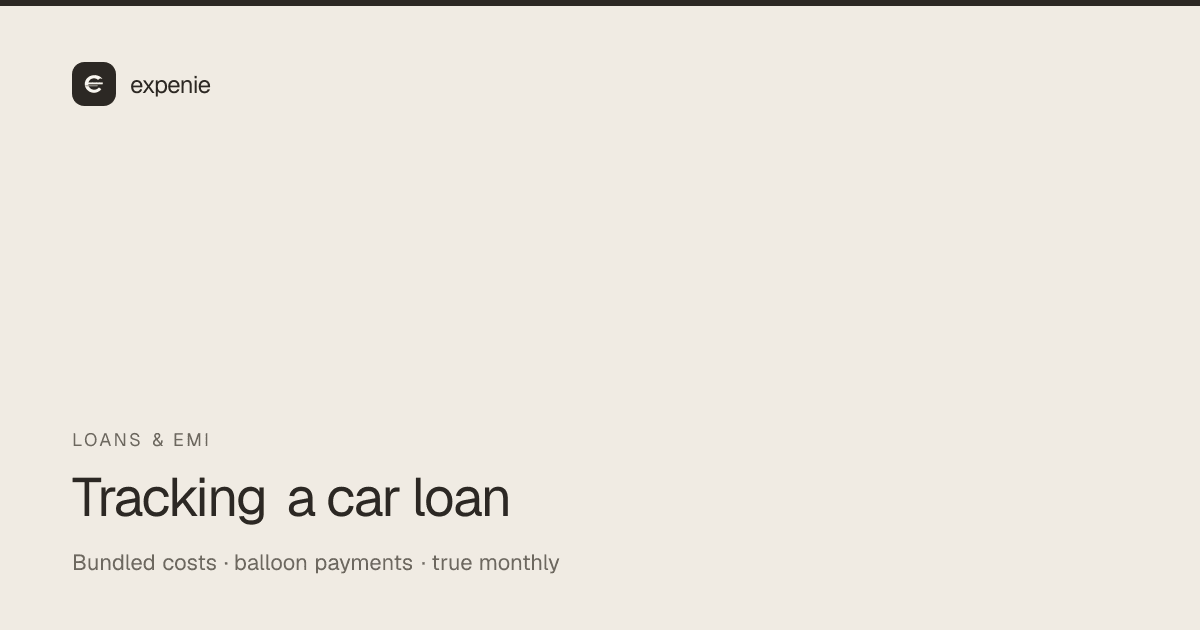 expenie guide cover: how to track a car loan — bundled costs, balloon payments, true monthly cost