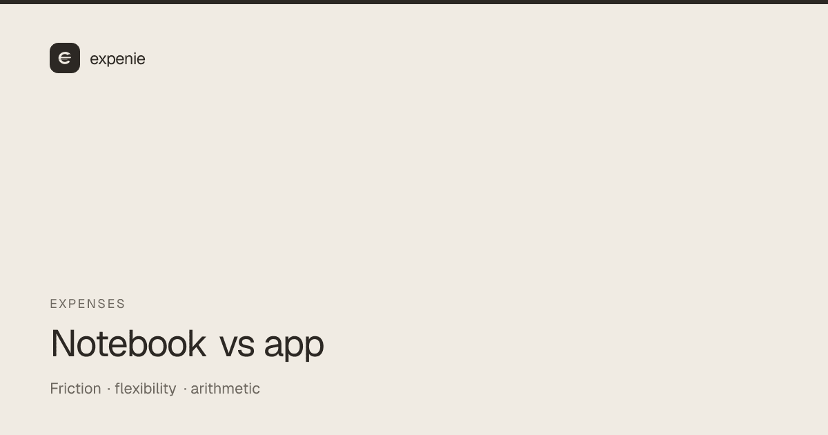 expenie guide cover: notebook vs spreadsheet vs app for expense tracking