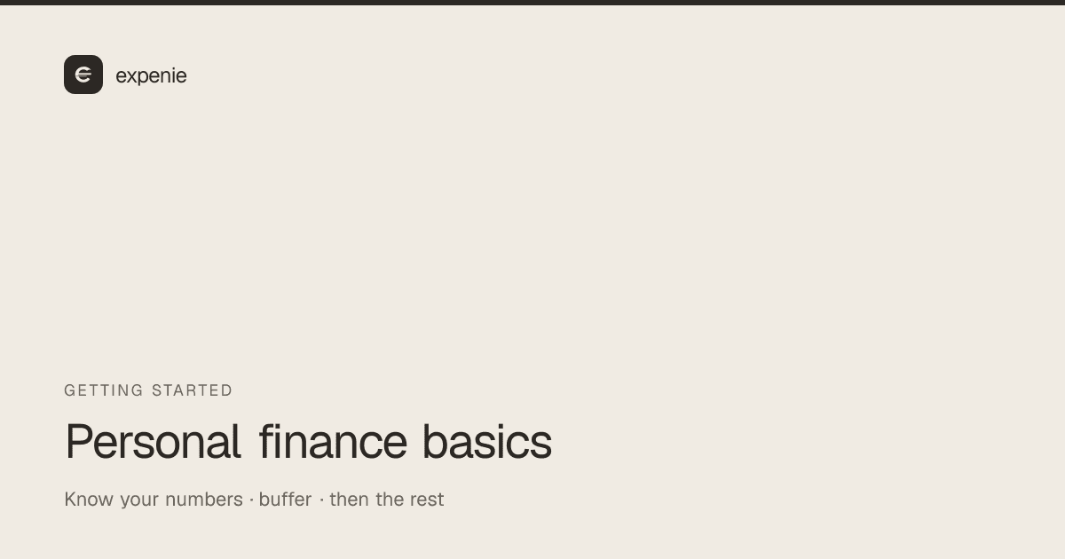 expenie guide cover: personal finance for beginners — know your numbers, build a buffer