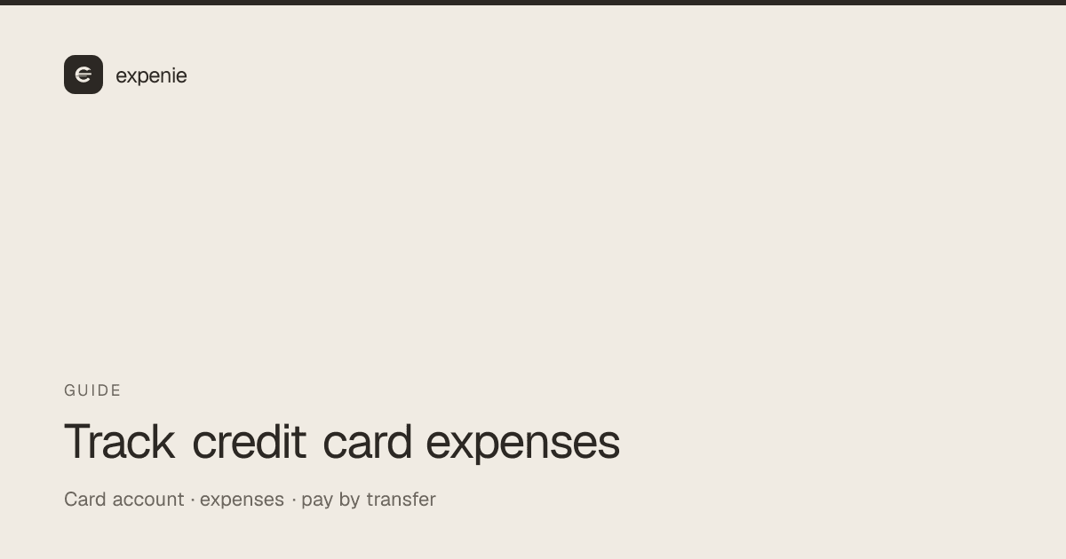 expenie guide cover: track credit card expenses — credit card account in a solo ledger