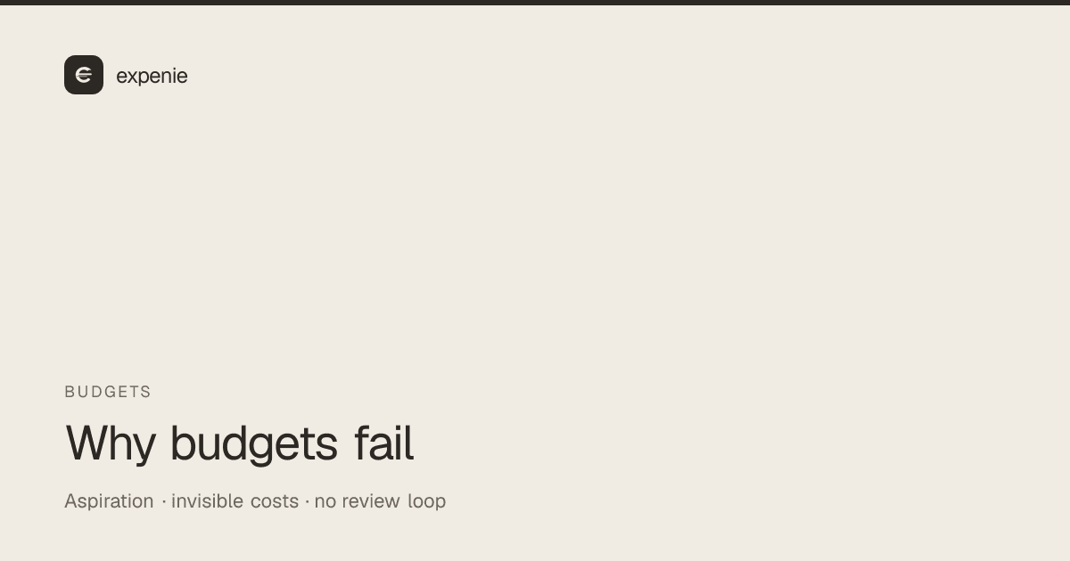 expenie guide cover: why budgets fail — aspirational limits, invisible costs, no review loop